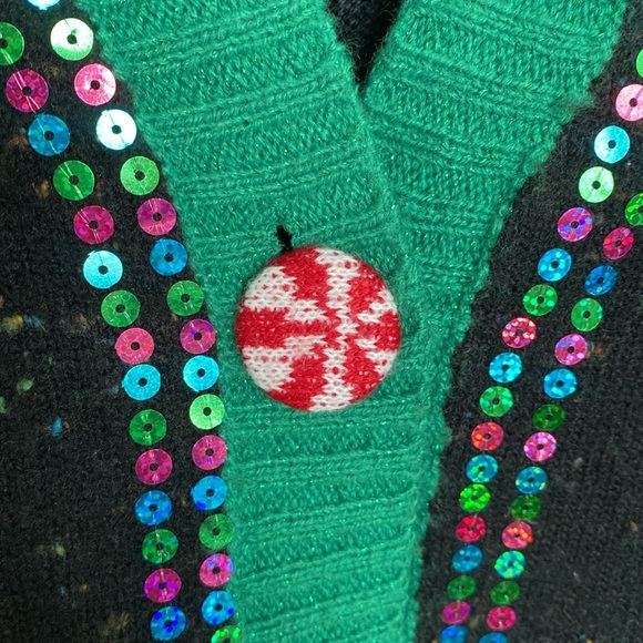 Celebrate Together Christmas Candy Cane Heart Cardigan Size XL - Picture 7 of 11
